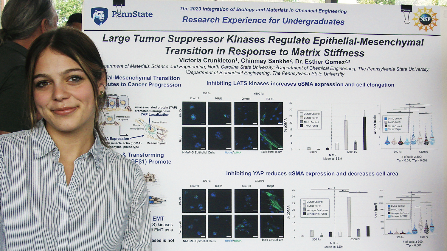 Tori presents a poster at the Penn State REU Symposium (2023)