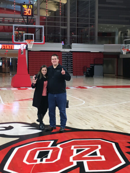 Thomas with wife Ali at the Reynolds Coliseum